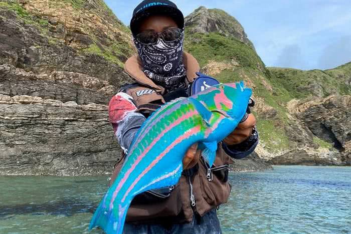 Homem japonês pegou um inusitado peixe colorido que parece ter saído de 'Avatar'