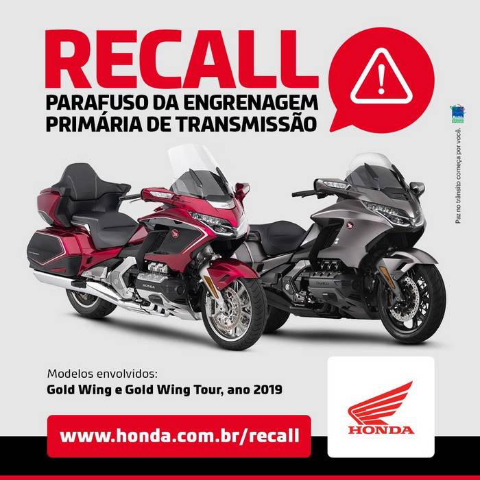 Campanha de recall envolvendo os modelos Gold Wing e Gold Wing Tour, ano 2019